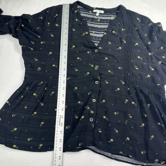 Maurices Women’s‎ Black & Yellow Floral Print Button Front Top Sz XXL linen-feel - Picture 7 of 16